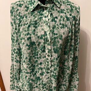 First Love Green Button Down Shirt with  bell sleeves